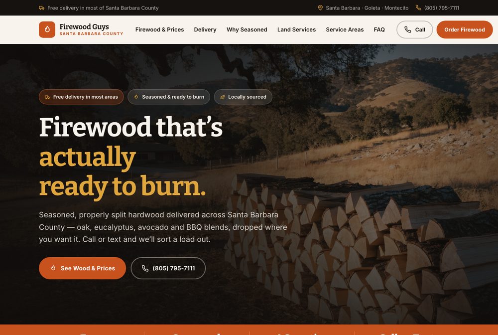 Firewood Guys website homepage